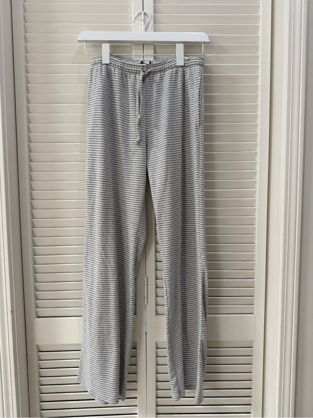 Women's Gray Striped Pajama Pants - Soft Lounge Trousers